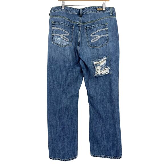 Seven7 Women's 18 Blue Denim Distressed Straight Leg Jeans - Picture 2 of 6